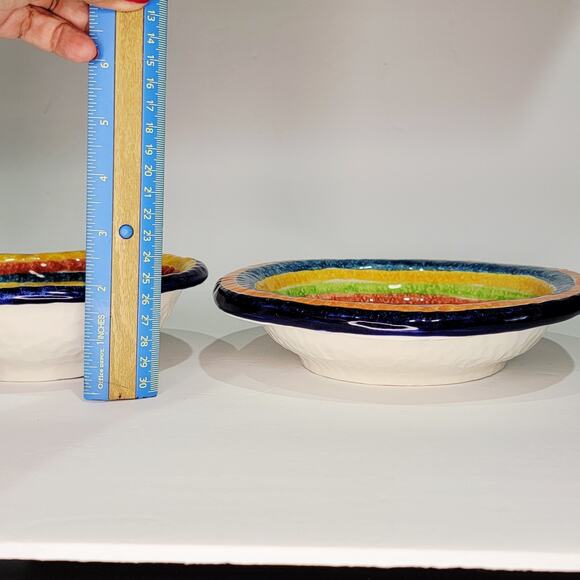 Vintage G. Venzo Italian Pottery Rainbow Asymmetrical Bowls 8½ & 7" Nesting (2) - Picture 12 of 12